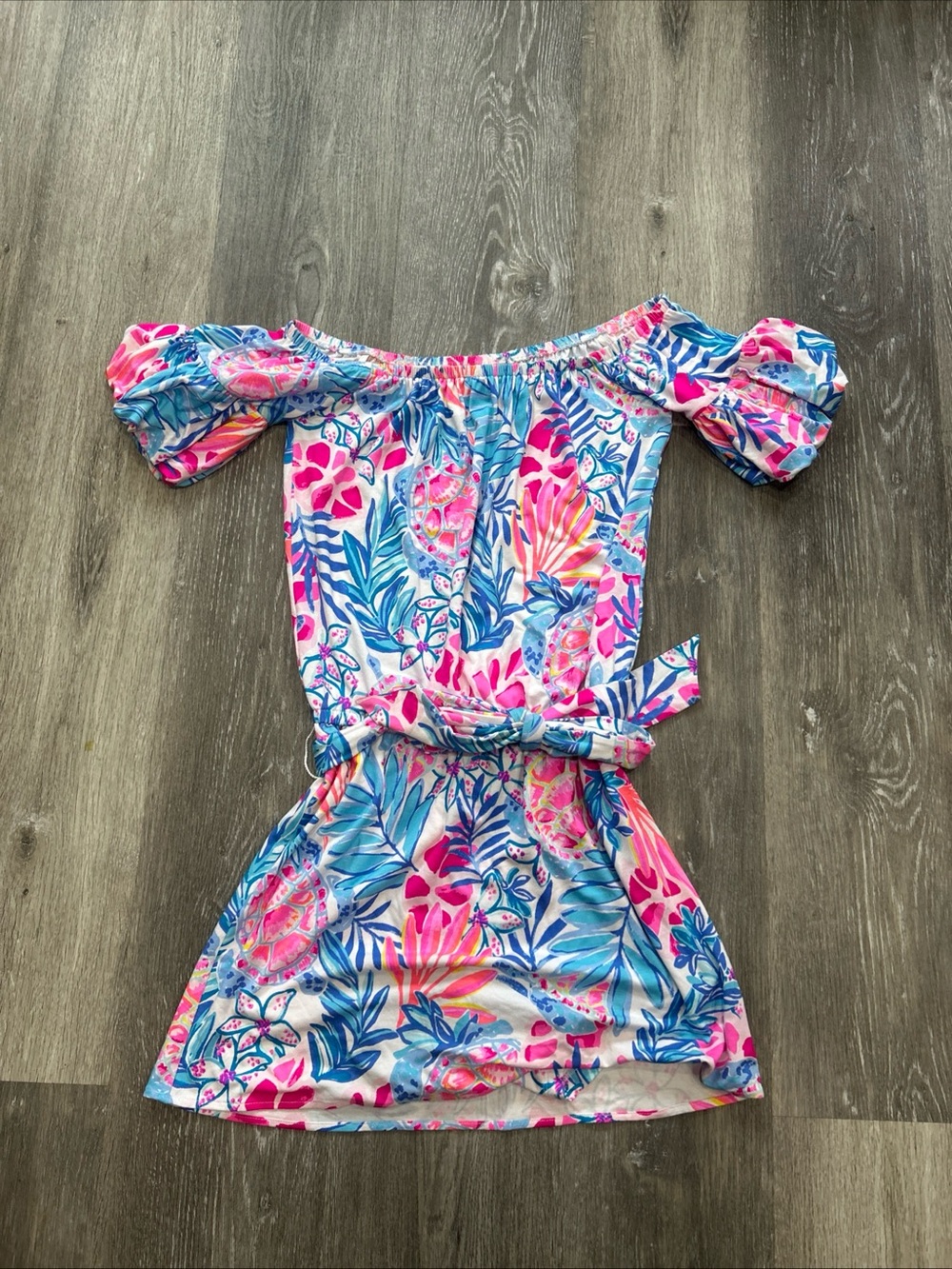 Lilly Pulitzer Off-Shoulder Floral dress with shorts - Pink & Blue